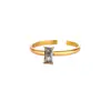 Amazon Explosiones Transfronterizas Sentido Avanzado del Diseño Anillo Dorado con Piedra Natal Anillo Simple Rectangular de Zirconia para Mujer