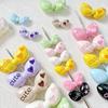 Macaron Color Cute Style Bow Paint Alloy Handmade DIY Beaded Mobile Phone Chain Colar Acessórios para Cabelo