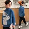 Ropa Nueva de Otoño e Invierno para Niños Suéter de Dibujos Animados de Cuello Medio para Niños Mayores Cálido de Terciopelo de Visón Sintético Venta al por Mayor Transfronteriza Moderno