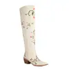 40 botas nuevas de tubo alto bordado grueso hasta la rodilla manga botas de vaquero comercio exterior 43 botas de caballero western tacón alto azul