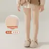 Novo Estilo Outono e Inverno 2025 Calça Legging Veludada Acolchoada para Meninas Calça de Dança Inteira Cor Lisa Quente para Crianças Pequenas e Médias