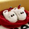 Pantuflas de algodón de gato Hello Kitty para mujer, bolso de invierno con zapatos de algodón de luna lindos y nuevos de piel y forro polar para mujer