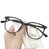 Gafas de moda anti luz azul sin receta con opciones de graduación, Gafas con montura negra lisa para mujer, Gafas de graduación de montura grande estilo coreano