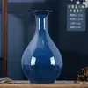Vaso Pequeno de Cerâmica com Esmalte Colorido de Alta Temperatura Jingdezhen Vaso Azul com Mudança de Forno Estilo Chinês Ornamentos Decorativos para Arranjo de Flores para Sala de Estar