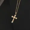 Colar de Suéter Cruz da Moda para Homens e Mulheres Estilo Ins Zircônia Nicho Pingente de Cruz Colar Zircônia Corrente Clavicular