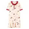 [Algodão Puro] Pijama Novo Estilo 2026 para Mulheres, Camisola de Verão Fina de Manga Curta com Desenhos que Pode Ser Usada Fora de Casa como Roupa de Casa Soltinha