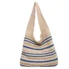 Yozzi 2026 nova bolsa de palha de grande capacidade para o início do outono, bolsa de praia de crochê vazada, bolsa tote descontraída, bolsa vintage