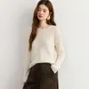 Ligero y suave, pegajoso~ Suéter de cachemira para mujer, cuello redondo, holgado, jersey, top de punto base, prenda interior de otoño e invierno, manga larga