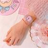 Relógio de Texto de Personalidade de Coração de Nova Garota Rosa Simples Transparente Fresco Bonito Desenho Animado Eletrônico Relógio Spot