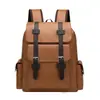 Mochila Retro Británica de Cuero PU Suave Transfronteriza para Amazon, Mochila Casual de Gran Capacidad para Salir y Viajar con Hebilla