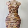 Serie Estampado de Leopardo Transfronteriza para Mujer Color de Piel Estampado Leopardo Mono de Malla sin Apertura