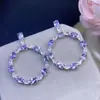 Aretes de Tanzanita Natural, Morado Sedoso, Color Fuego Chispeante en Todo el Cuerpo, Plata 925, Piedra Principal Fina Incrustada 3*4mm