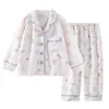 Pijama de forro polar coral para niñas, nuevo conjunto de cárdigan de manga larga otoño/invierno, ropa de estar cálida y linda de dibujos animados para niños