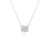 Collar con Colgante Cuadrado de Diamante Completo Popular Transfronterizo para Mujer Plata de Ley S925 Incrustado con Circonita Exquisita Moda Lujo Ligero Cadena para Clavícula