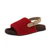 Sandalias peludas de suela gruesa y punta abierta 2026 moda estilo coreano sandalias de exterior con forro de felpa, modelo nuevo con tira trasera, color beige peluche