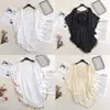 Nuevo bikini sexy transfronterizo de hombros descubiertos con huecos, holgado, talla grande, con borlas, estilo ins, top de blusa para playa al aire libre