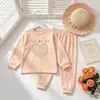 Conjunto de Ropa de Casa de Felpa para Niños Otoño Invierno Lindo Top con Lazo Joggers Pijama Suave Capa Base Conjunto de Dos Piezas
