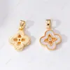 Cor Dourada Real 18K Zircônia de Preservação de Cor Inlaid Madrepérola Natural Trevo de Quatro Folhas Vintage Colar Pulseira Acessórios de Joias DIY de Alta Qualidade