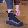 Botas de nieve casuales de invierno 2026 para mujer, estilo nuevo, de suela gruesa, caña alta, con cremallera frontal, zapatos de algodón cálidos con forro polar y botines peludos