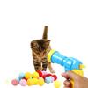Juguete para Gatos Bola de Pelo Pompón Pistola Lanzadora Autoentretenimiento para Aliviar el Aburrimiento, Bola de Felpa Silenciosa y Callada Palo Elástico y Resistente a Mordidas para Provocar Gatos