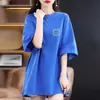 Camisetas de manga corta de marca para comercio exterior transfronterizo, elegantes y versátiles, corte holgado, adelgazantes, tops casuales de verano