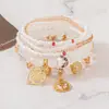 Pulsera de Pulsera Elástica Multicapa con Cuentas, Estilo Bohemio, Corazón Hueco, Ancla, Colgante, Venta Caliente Transfronteriza