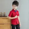 Ropa para Niños 2025 Verano Nueva Camisas de Manga Corta para Niños Estilo Coreano Algodón Puro Tallas Mediana y Grande Camisas para Niños Niños Ropa de Rendimiento