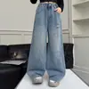 Calça Infantil Primavera 2026 Nova Estilo Coreano Tendência Calça Wide-Leg para Meninas Mais Velhas Jeans da Moda Infantil Roupa de Primavera e Outono