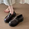 Nuevos Mocasines para Mujer Estilo Universitario sin Cordones Suela Suave Primavera y Otoño Tacón Grueso Zapatos de Cuero Retro Estilo Británico 2026