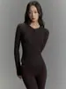 Novidades Outono/Inverno 2026: Top de Yoga Lenzing Modal, Gola Redonda, Canelado, Manga Longa, Respirável, Alta Elasticidade, Manga Longa Esportiva