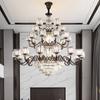 Sala de Estar Duplex Villa Estilo Americano Araña de Cristal Lámpara Colgante Elegante Retro Negra Lámpara de Piso Intermedio Fábrica de Zhongshan