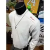 Camiseta de Manga Longa com Bordado Waffle Colmeia Tamanho Grande Masculina, Camada Base Esportiva Outono e Inverno Sudadora Pesada