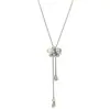 Collar Colgante de Gota de Agua de Perla Ajustable, Lujo Ligero, Gama Alta, Estilo Minimalista Único, Cadena para Suéter, Collar Largo para Mujer