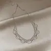 Collar Redondo de Encaje con Patrón de Olas Minimalista Estilo Coreano, Cadena para Clavícula de Lujo Ligero de Nicho, Diseño Sencillo, Accesorio Elegante