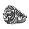 Anillo de león negro tailandés plateado europeo y americano retro retro personalidad creativa dominante animal cabeza de león anillo pulsera