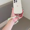 Pulsera de Muñeca de Intestino Grande de Seda Plegada Colorida Nuevo Colgante de Correa para Funda de Teléfono Móvil Bolso Corto Rojo de Red Cadena de Moda
