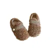 Zapatos de Peluche con Forro de Piel para Niñas 2026 Invierno Nuevos Cálidos Versátiles Zapatos de Princesa para Niños Suela Suave Cierre Mágico Zapatos Dobles de Algodón