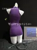 Guiyun Nuvem Rosa Lingerie Sexy Púrpura Puro Suéter Vazado Gola Alta Bodycon Sexy Conjunto de Saia Curta