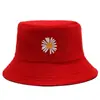 Chapéu de Pescador com Margaridas Bordadas Doces, Chapéu Floral Dupla Face, Chapéu Bucket Fofo com Proteção Solar para Mulheres, Estilo de Luxo Leve para Adultos