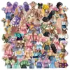 50 Piezas de Pegatinas Transparentes para Mascotas Colección de Chicas de Dibujos Animados Decoración DIY para Tazas de Agua, Fundas de Teléfono, Guitarras, Refrigeradores, Cuadernos