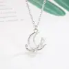 Collar de Luna, Estilo de Nicho de Lujo Ligero, Madreperla de Estrella y Luna, Nueva Cadena Sencilla para Clavícula, Joyería de Plata con Sentido de Diseño, Regalo de Cumpleaños 2022