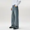 Nuevos jeans de estilo americano 2026, lavado, corte limpio, holgados para hombre, marca de moda, versátiles, rectos, corte A, hasta el suelo