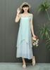 Falda de tirantes para mujer, color blanco teñible, estilo embrión, para viajes de Yunnan, Xinjiang, Guizhou y Sanya, verano 2025