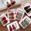 Novos Prendedores de Cabelo Tipo Bico de Pato Coloridos de Natal (Vinho e Verde) para Meninas, Estilo Pai e Filho, Prendedores Geométricos Feitos à Mão