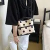 Bolsa tote de bolinhas única estilo coreano 2026, design de nicho, grande capacidade, bolsa de ombro e transversal casual de verão para mulheres