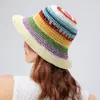 Sombrero de Mujer Primavera y Verano Combinable de Ala Ancha Sombrero de Paja Verano Playa Sombrero de Pescador para Showface Pequeño Sombrero Protector Solar Sombrero Parasol Estilo Coreano