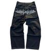 Comercio Electrónico Transfronterizo Y2K Hip-hop Gótico Jeans Holgados Street Pantalones de Pierna Ancha Pantalones Casuales Ropa Urbana para Hombre