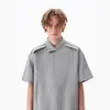 Camisa Polo com Gola Assimétrica Cleanfit Manga Curta Masculina Verão Estilo Elegante Maduro Slim Fit Versátil Roupa de Trabalho Camiseta
