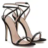 Sandálias de Moda Europeias e Americanas de Salto Ultra Alto com Tiras, Strass, Saltos Agulha, Sapatos Femininos de Comércio Exterior Sandálias Pretas
