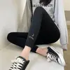 Leggings Nuevos para Mujer Primavera y Otoño para Usar por Encima, Delgados, Elásticos, Tallas Grandes, Pantalones Cortos Ajustados Negros de Cintura Alta Grises